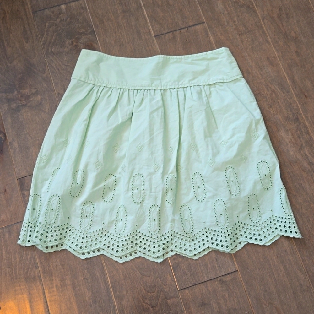 Light Pistachio/Mint Green eyelet mini skirt